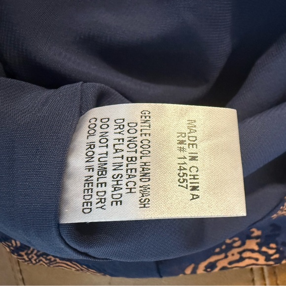 THML Navy and Orange Leaf Print Blouse - Picture 8 of 8